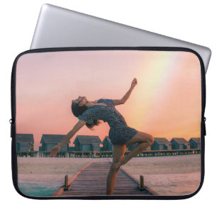 Woman standing on dock laptop sleeve