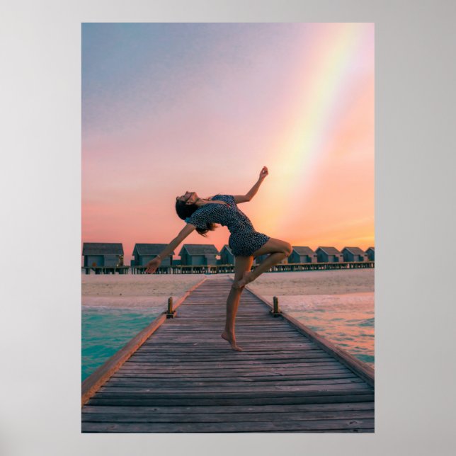 Woman standing on dock poster (Front)