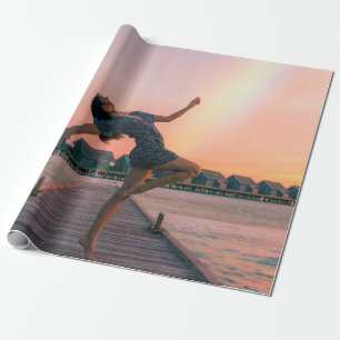 Woman standing on dock wrapping paper