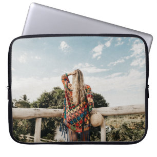 Woman standing on terrace laptop sleeve
