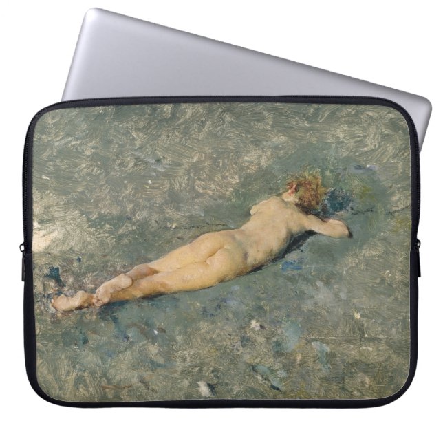 Woman Sunbathing on the Beach at Portici Laptop Sleeve (Front)