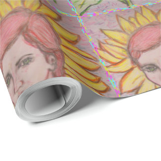Woman Sunflower Wrapping Paper