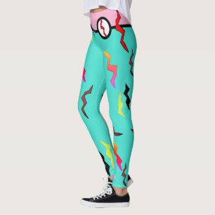 Woman Superhero Halloween Turquoise Pink  Leggings