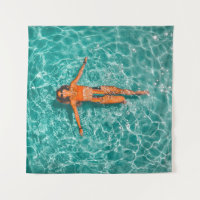 Woman swimming alone in body of water