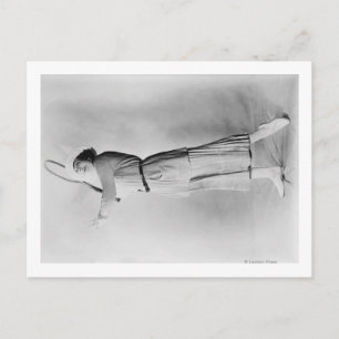 Woman Swinging Tennis Raquet Postcard