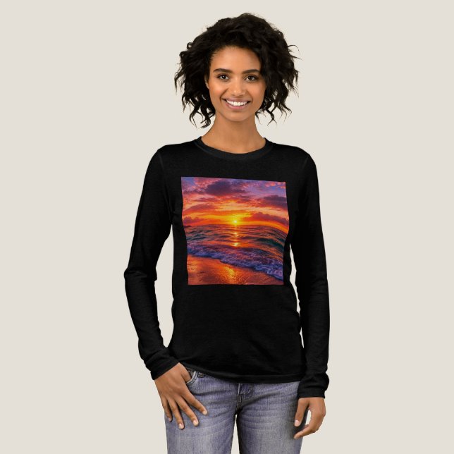 woman t shirt sun set design (Full Front)