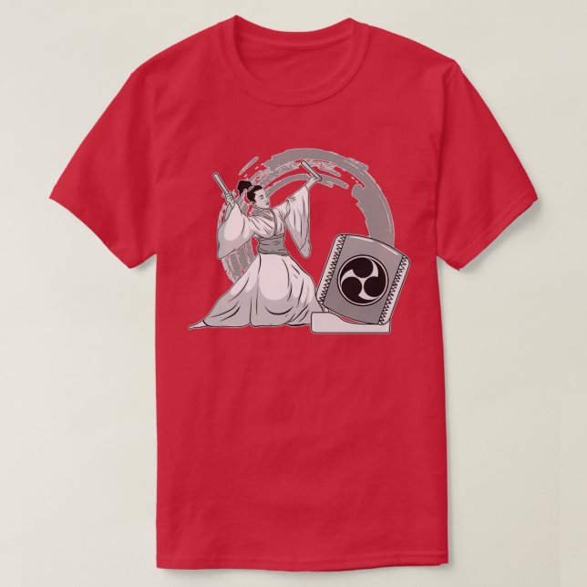Woman Taiko Drummer Mitsudomoe Graphic Illustratio T-Shirt (Design Front)