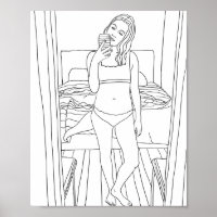 Woman Taking Selfie Original art adult colouring
