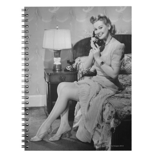 Woman Talking on Phone Spiral Notebook (Front)
