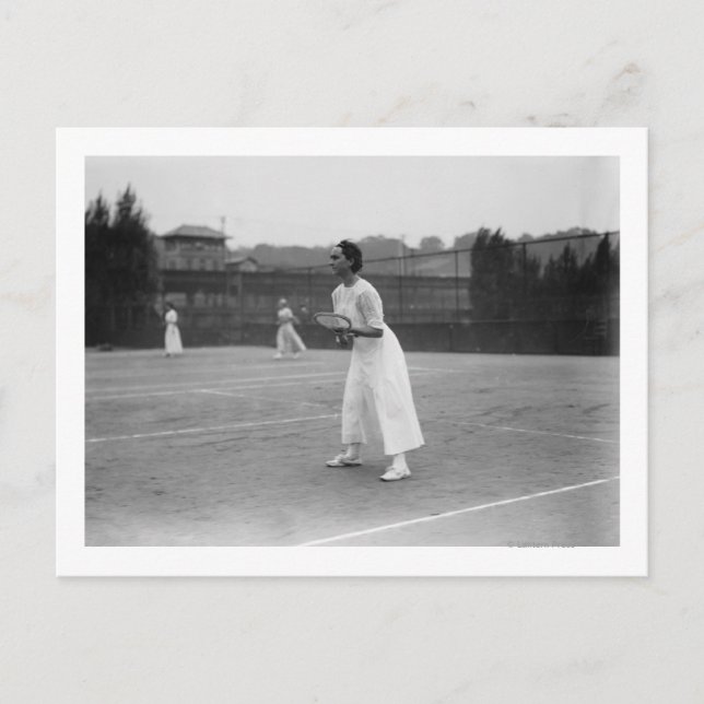 Woman Tennis Player getting ready Photograph Postcard (Front)
