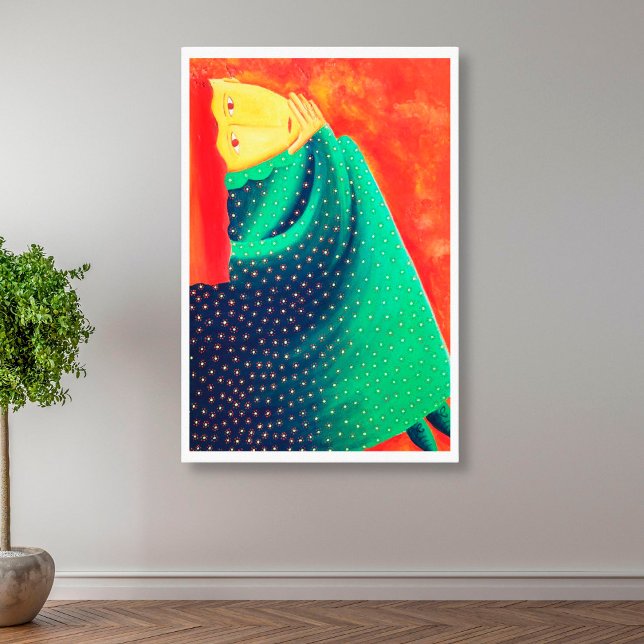Woman Thinking Contemporary Art Acrylic Painting Canvas Print (Creator Uploaded)