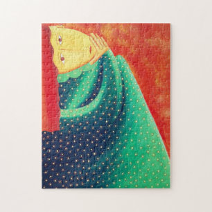 Woman Thinking Contemporary Art Acrylic Painting Jigsaw Puzzle