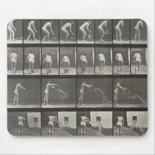 Woman throwing a bucket of water, plate 401 from ' mouse pad
