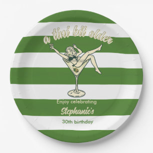 Woman Tini Bit Older Martini Retro 30th Birthday Paper Plate