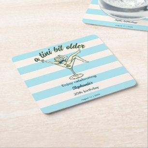 Woman Tini Bit Older Martini Retro 30th Birthday Square Paper Coaster