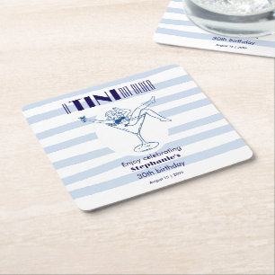 Woman Tini Bit Older Martini Theme 30th Birthday Square Paper Coaster