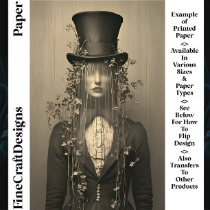 Woman, Top Hat & Veil, Eyes Hidden CS1 Craft Paper