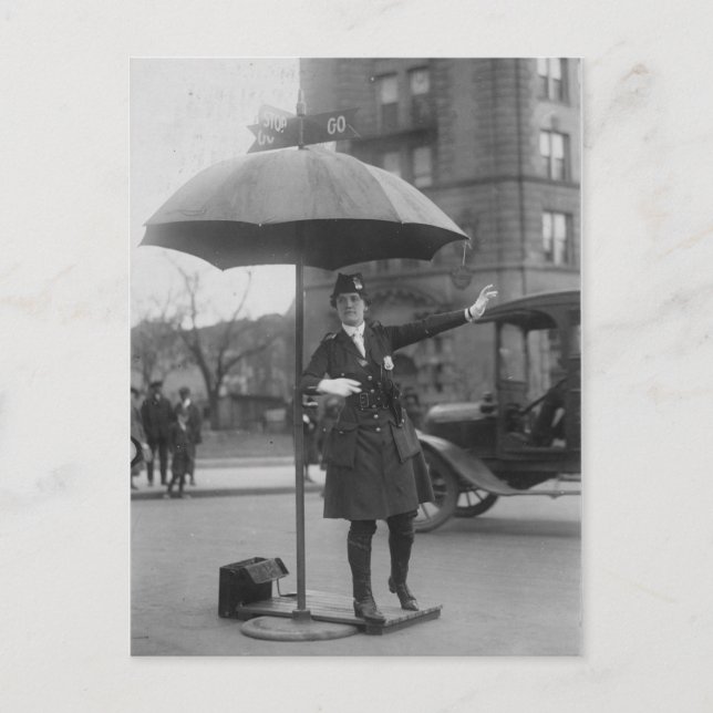 Woman Traffic Cop - Vintage Postcard (Front)