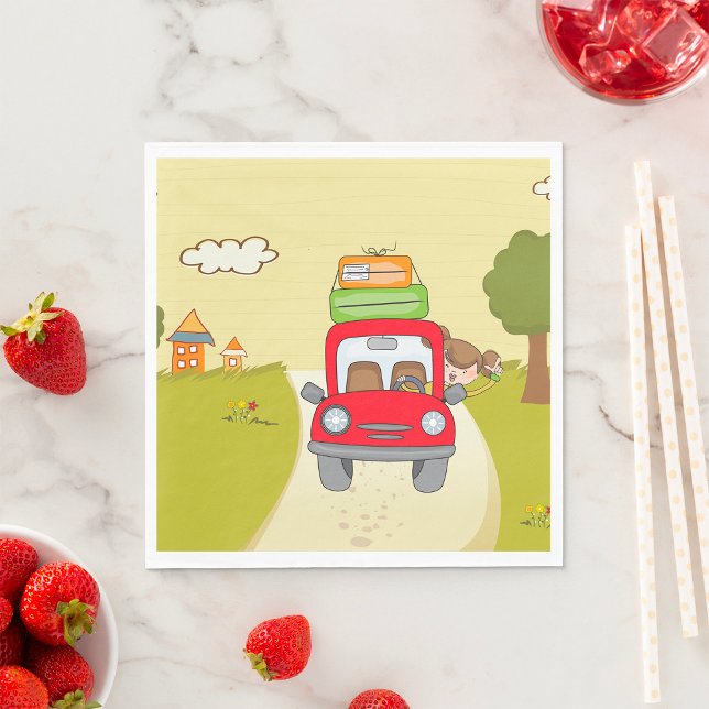 Woman Travelling By Car Napkin (Creator Uploaded)