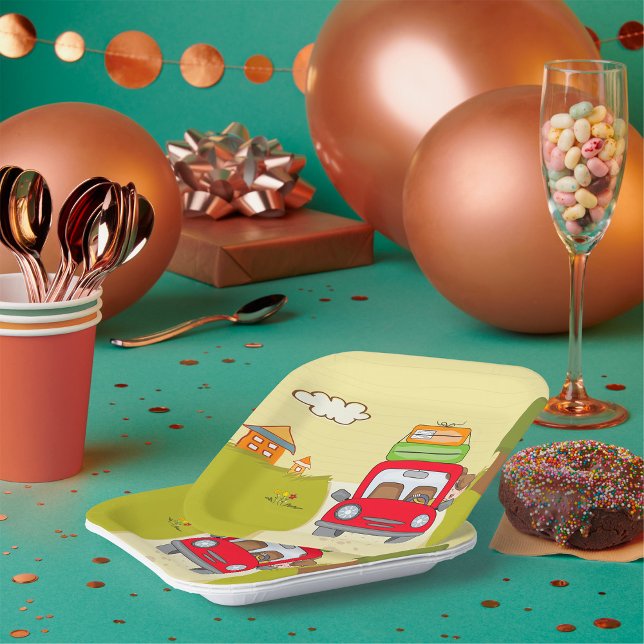 Woman Travelling By Car Paper Plate (Creator Uploaded)