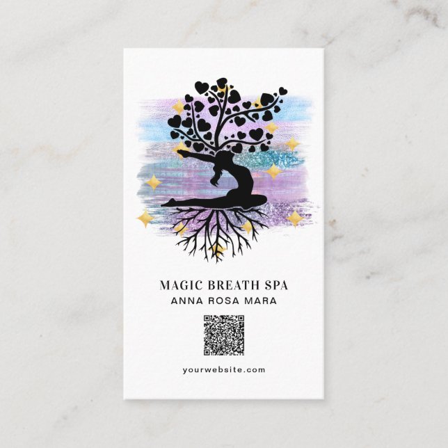 ** Woman Tree of Life Reiki Yoga Meditation   Business Card (Front)
