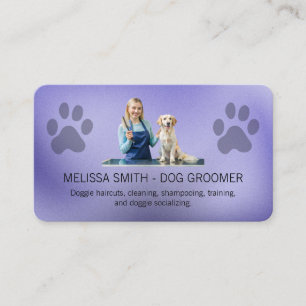 Woman Trimming Dog Hair Pet Services Business Card
