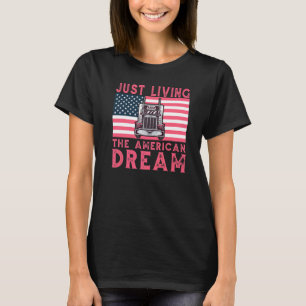Woman Trucker Usa Flag For Girl Truck Driver Ameri T-Shirt