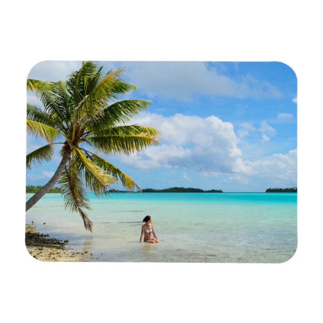 Woman under a palm tree rectangle magnet (Horizontal)