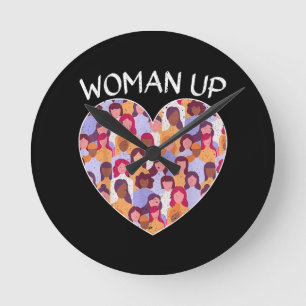 Woman Up Feminist Feminism Women Empowerment Gende Round Clock