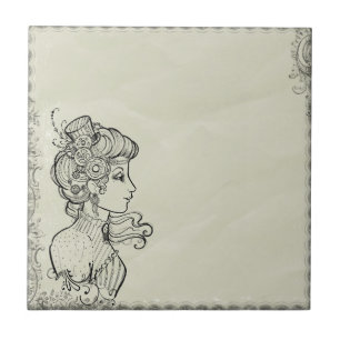 Woman vintage picture tile