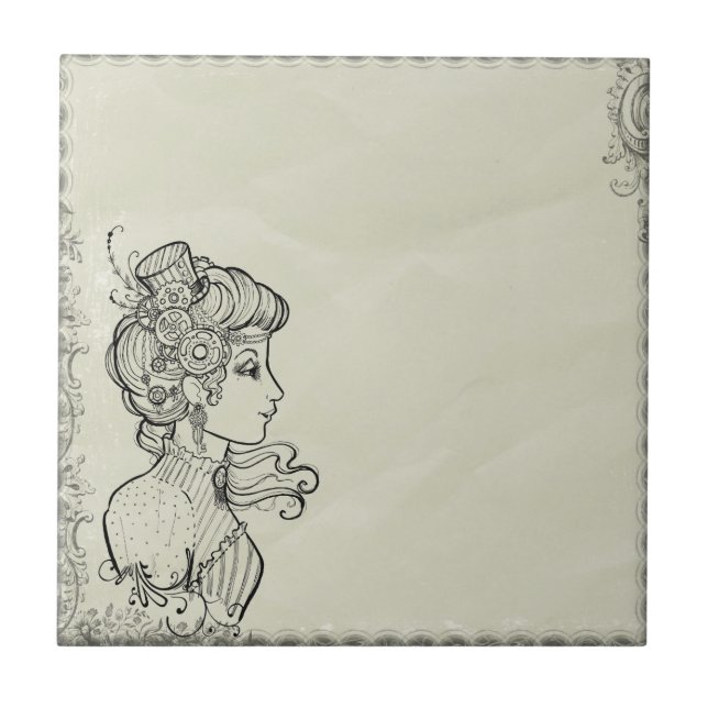 Woman vintage picture tile (Front)