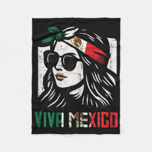 Woman Viva Mexico Flag Cinco De Mayo Mexican Women Fleece Blanket