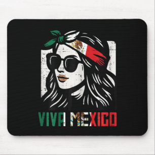 Woman Viva Mexico Flag Cinco De Mayo Mexican Women Mouse Pad