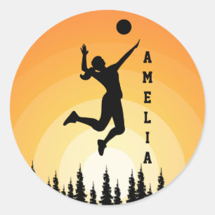 Woman Volleyball Player Beach Volleyball Classic Round Sticker