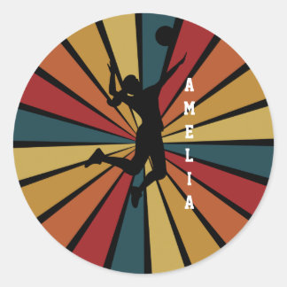 Woman Volleyball Player Beach Volleyball Classic Round Sticker