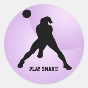 Woman Volleyball Player Beach Volleyball Classic Round Sticker
