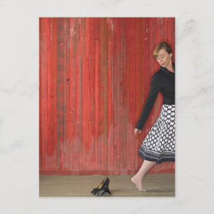 Woman Walking Away from High Heel Shooes Postcard