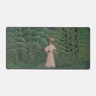 Woman Walking in an Exotic Forest, Henri Rousseau Desk Mat