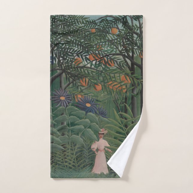 Woman Walking in an Exotic Forest, Henri Rousseau Hand Towel (Hand Towel)