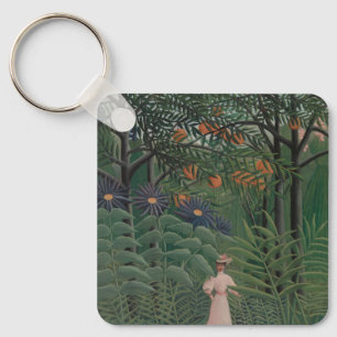 Woman Walking in an Exotic Forest, Henri Rousseau Key Ring