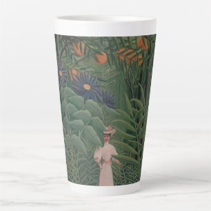 Woman Walking in an Exotic Forest, Henri Rousseau Latte Mug