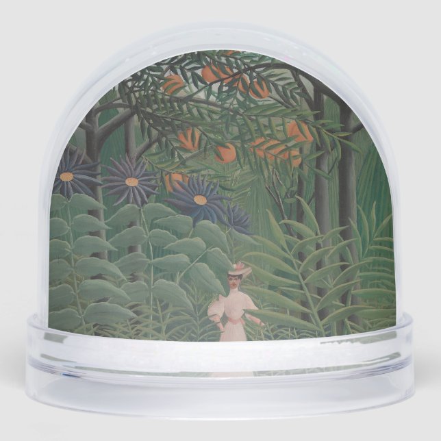 Woman Walking in an Exotic Forest, Henri Rousseau Snowglobe (Front)