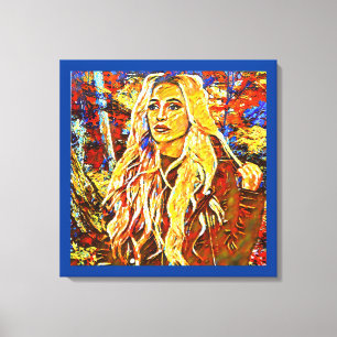 Woman Walking In Park Abstract Impressionist Art Canvas Print