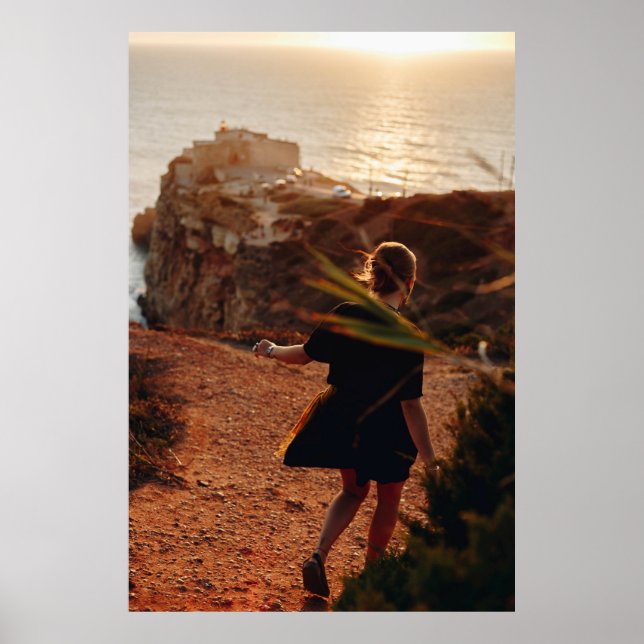Woman walking on stone poster (Front)