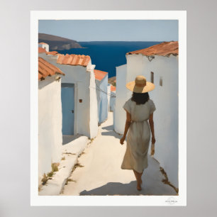 Woman Walking to the Sea Poster