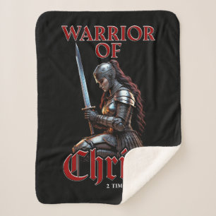 Woman Warrior of Christ 2 Timothy 2:3 Christian  Sherpa Blanket