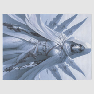 Woman Warrior with Blades in White Decoupage Tissue Paper