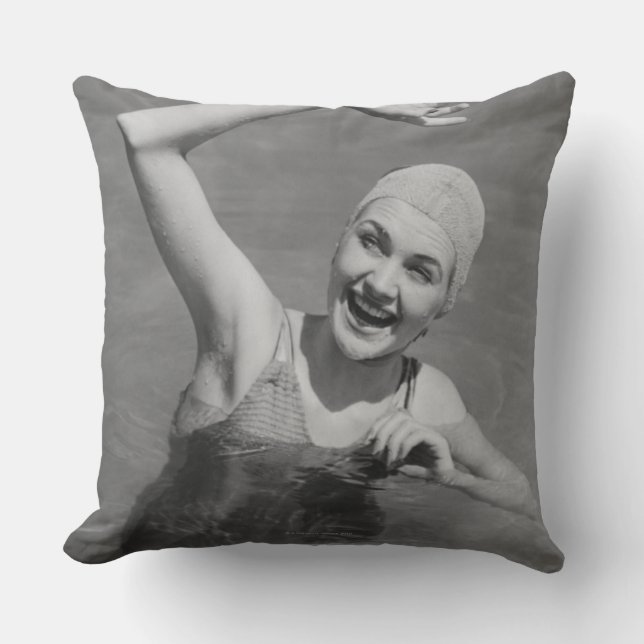 Woman Waving Cushion (Front)
