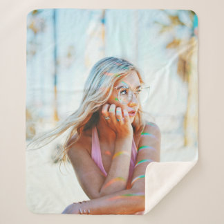 Woman waving her hair by the wind sherpa blanket