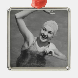 Woman Waving Metal Tree Decoration